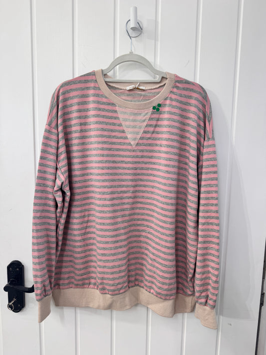 SECONDS - Billie Stripe Sweatshirt | Pink & Grey