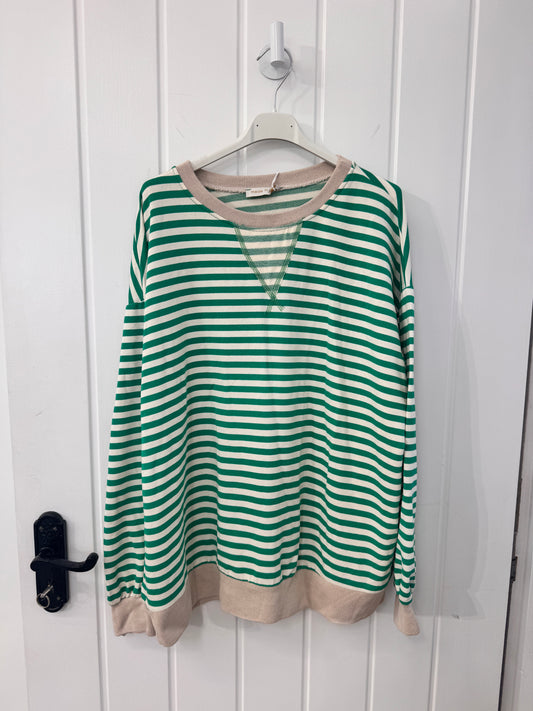 SECONDS - Billie Stripe Sweatshirt | Green & White