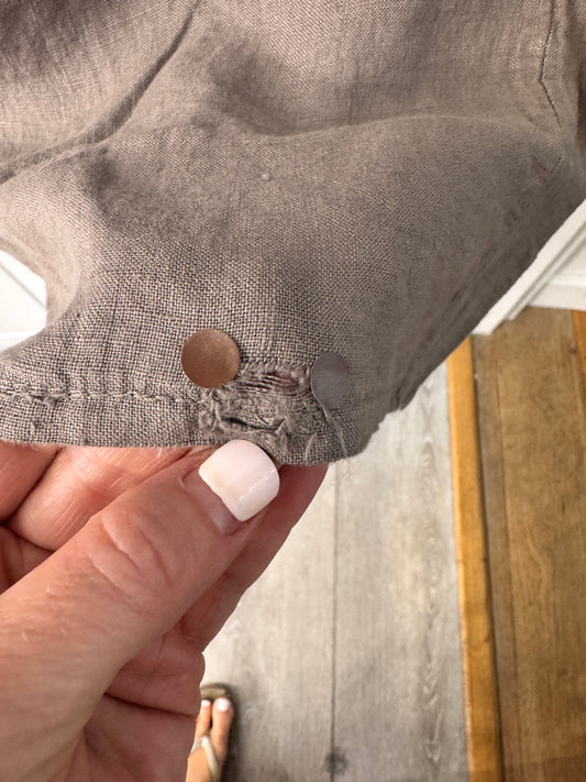 SECONDS - Mocha Long Beach Linen Trousers (tear)