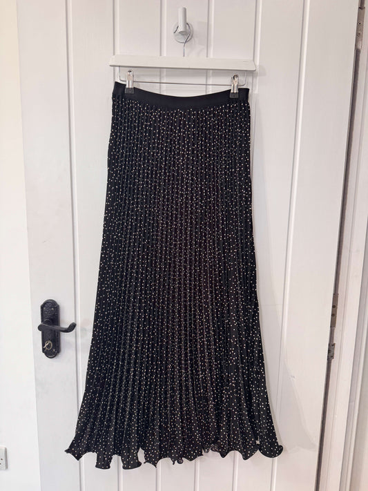 Pleated Polka Dot Maxi Skirt | Black