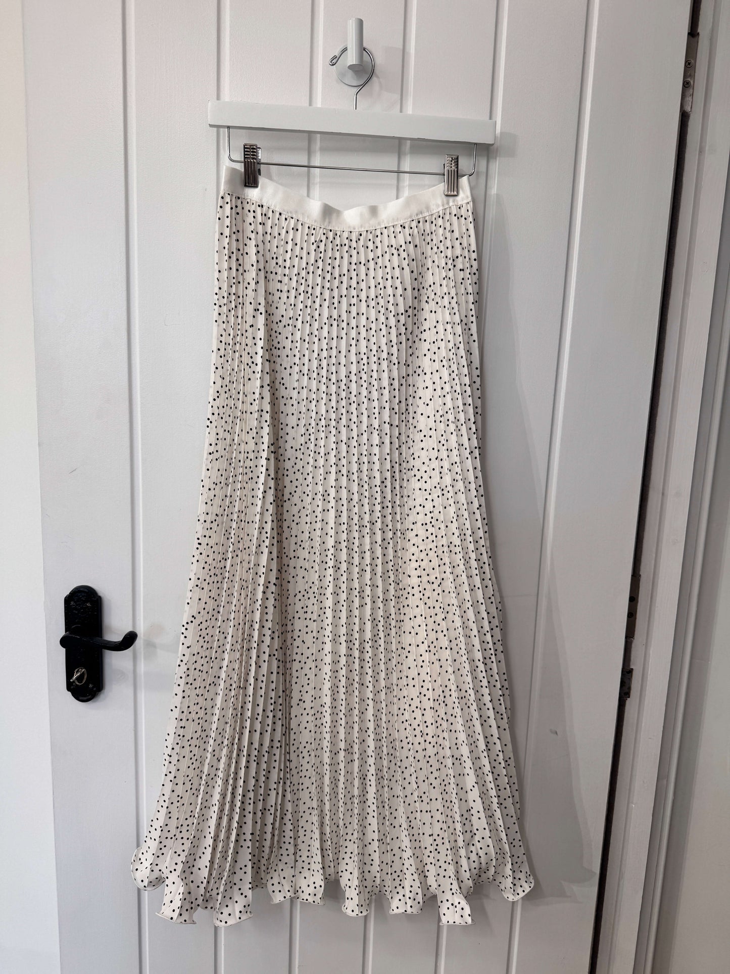 Pleated Polka Dot Maxi Skirt | White