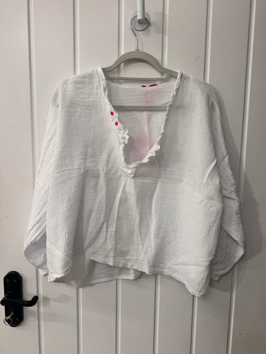 SECONDS - Gracie Linen Top | White