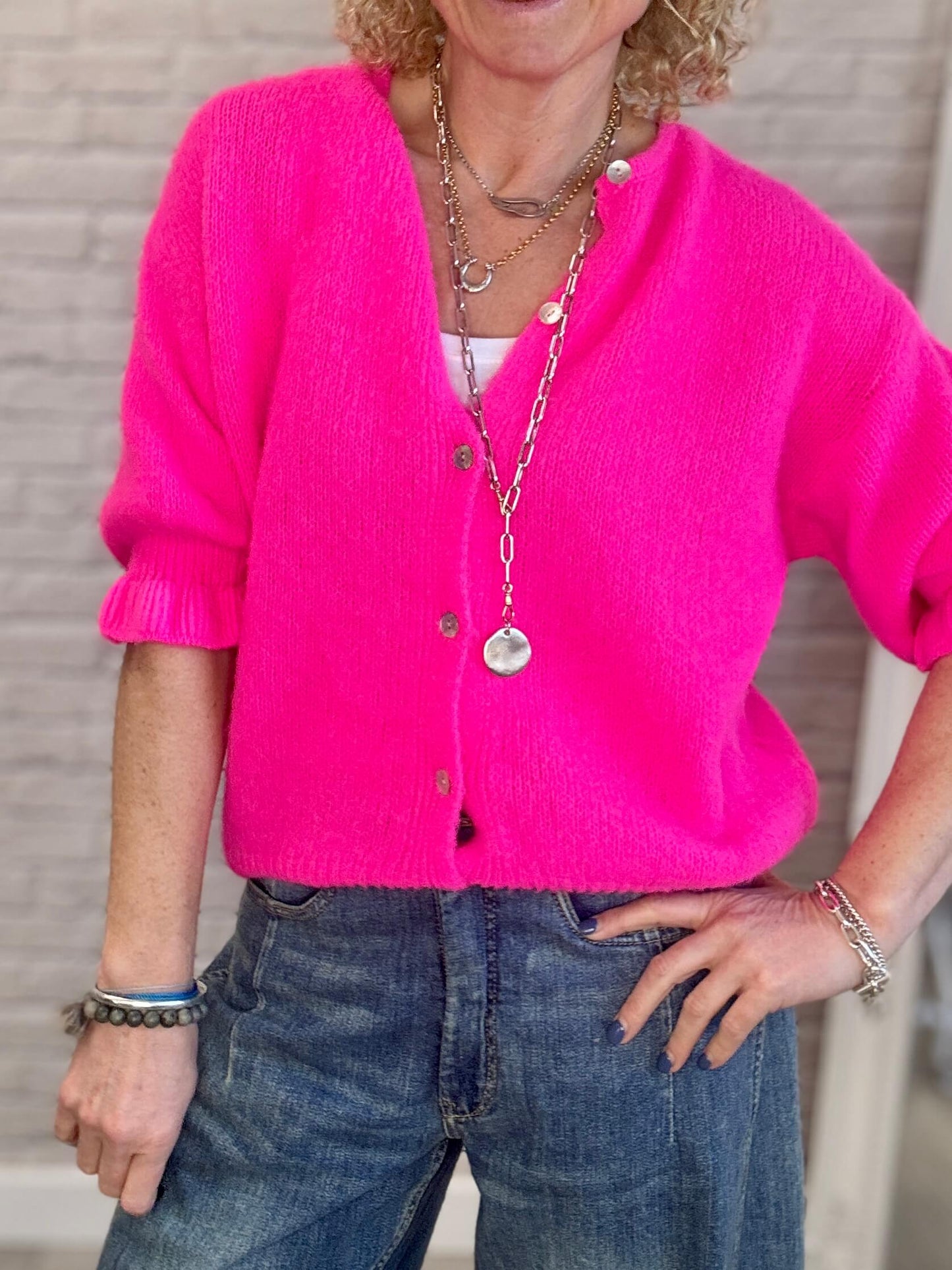 NEW Melrose Cardigan | Neon Pink