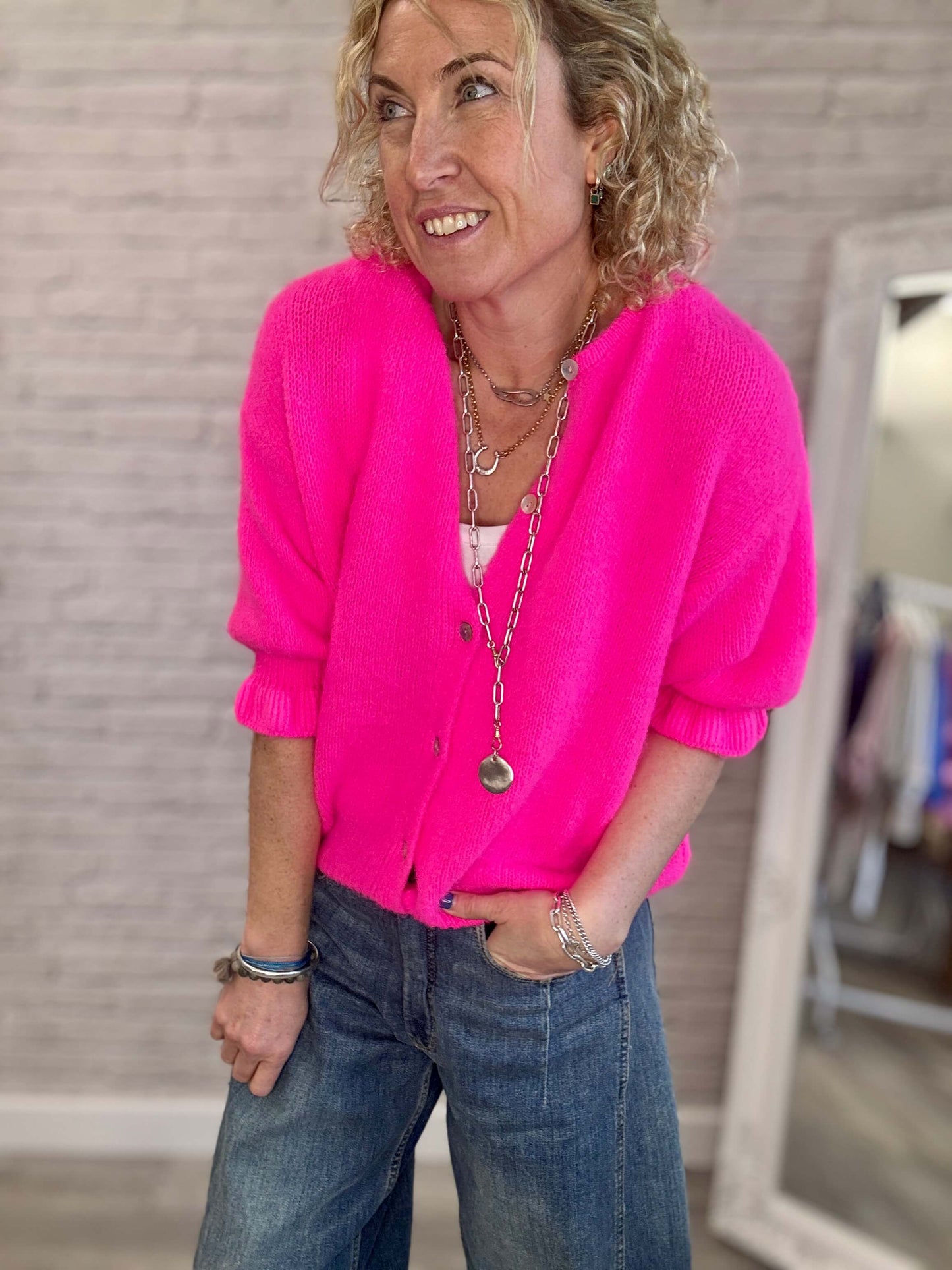 NEW Melrose Cardigan | Neon Pink