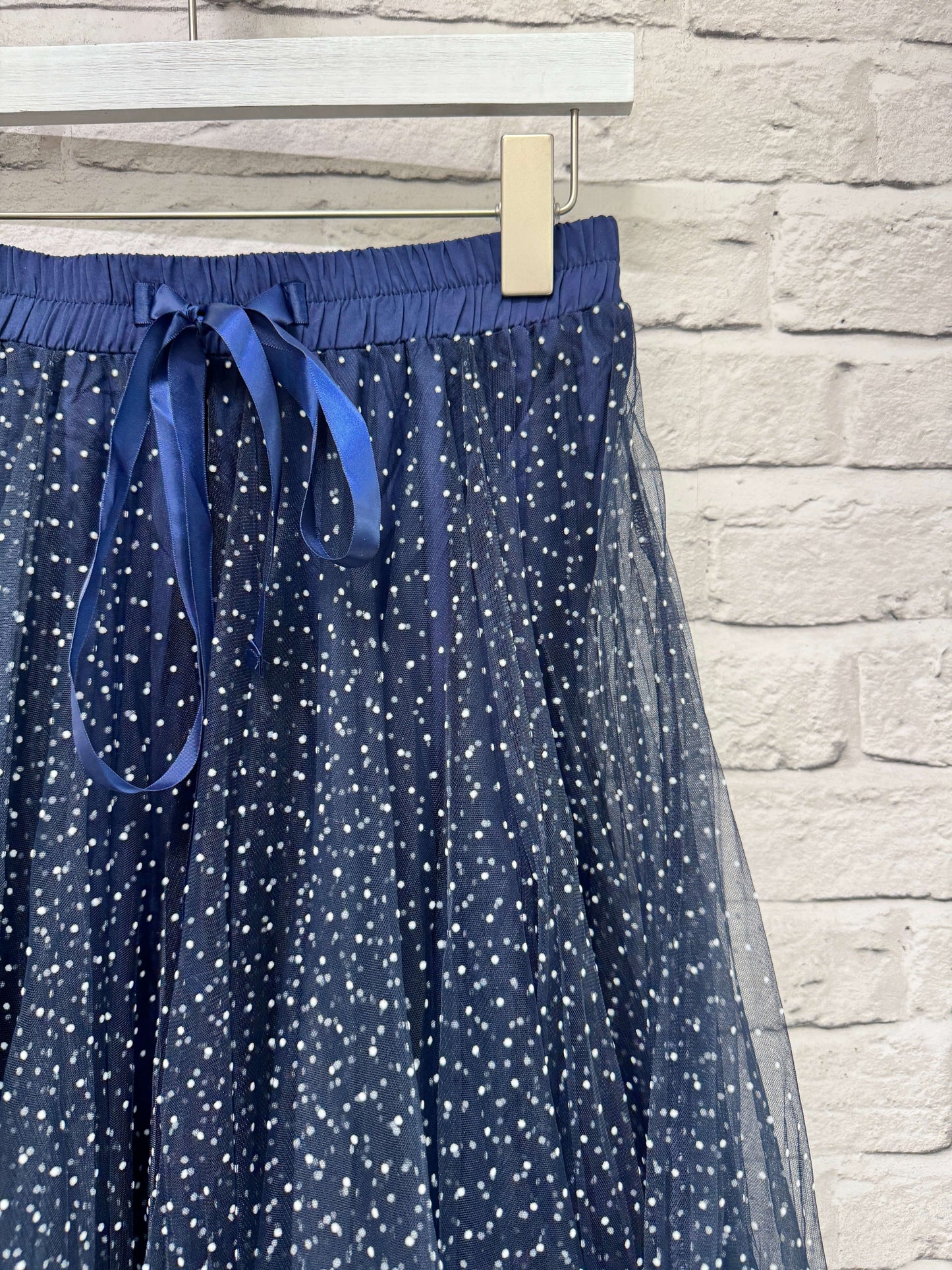 Polka Dot Tulle Skirt | Navy