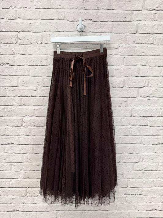 Polka Dot Tulle Skirt | Chocolate