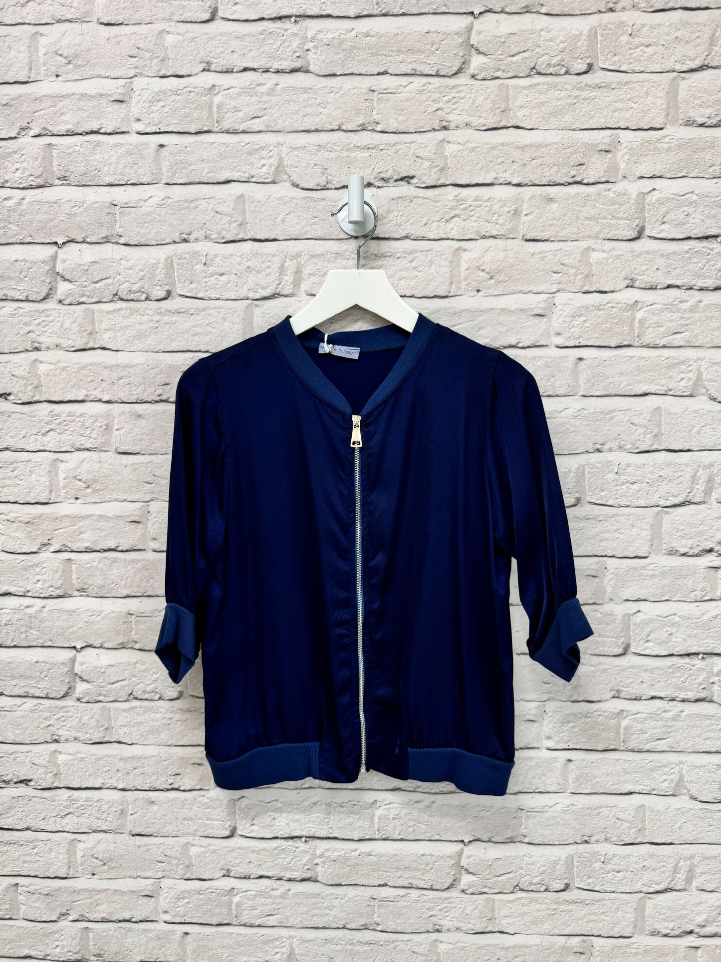 Rene Mix Silk Bomber | Navy