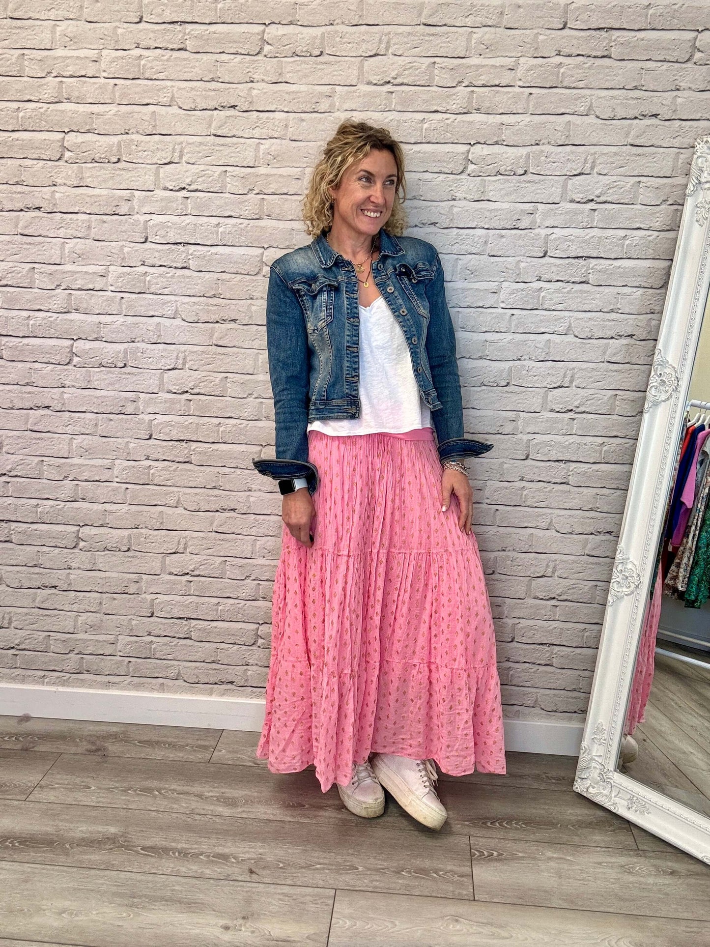 Seville Maxi Skirt | Pink/Gold