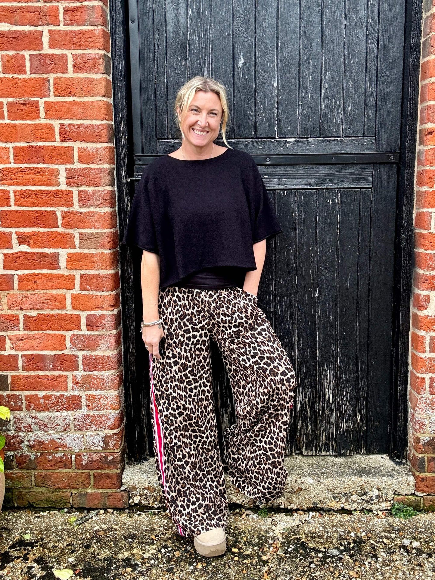 Leopard | Side Stripe Wide Leg Trousers