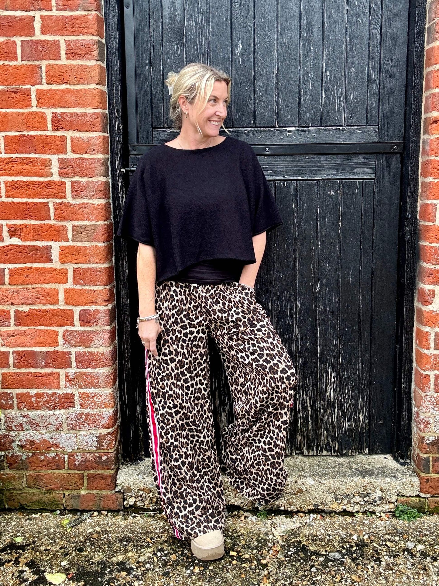 Leopard | Side Stripe Wide Leg Trousers