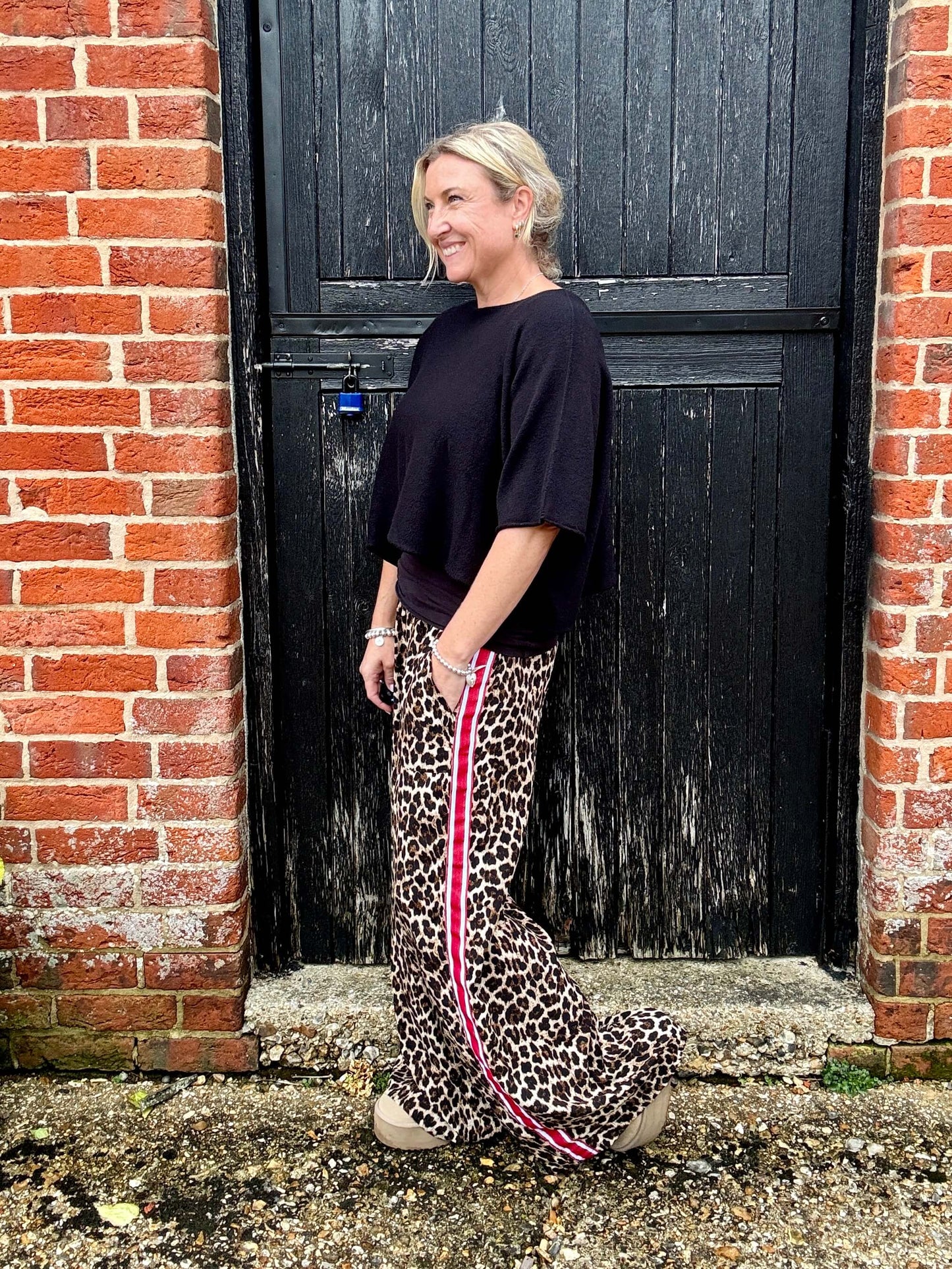 Leopard | Side Stripe Wide Leg Trousers