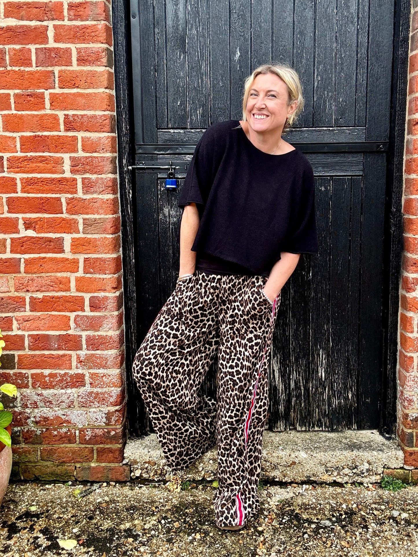 Leopard | Side Stripe Wide Leg Trousers