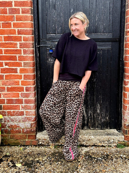 Leopard | Side Stripe Wide Leg Trousers