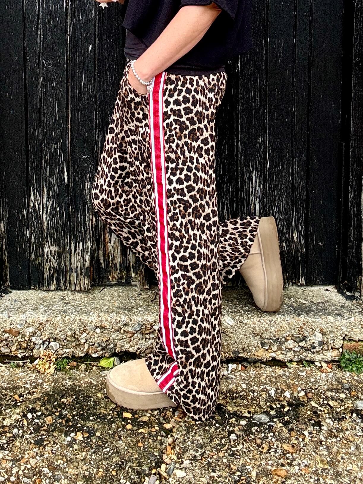 Leopard | Side Stripe Wide Leg Trousers