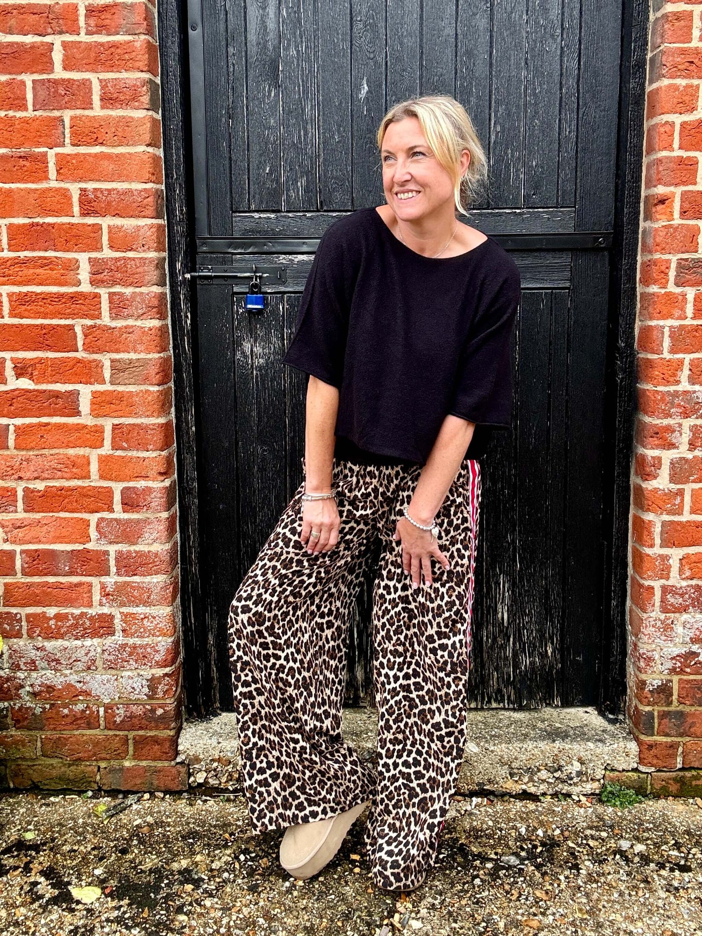 Leopard | Side Stripe Wide Leg Trousers