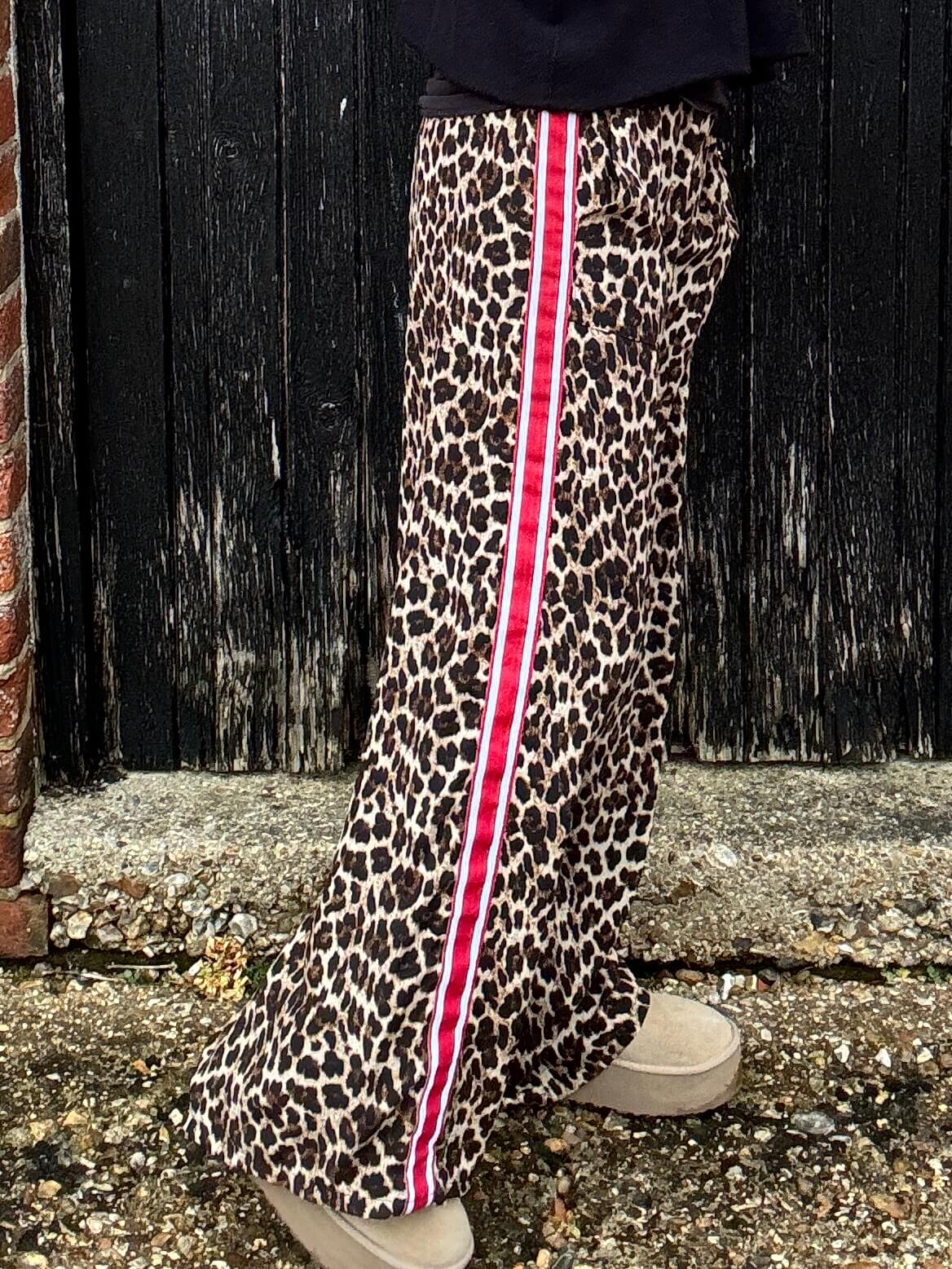 Leopard | Side Stripe Wide Leg Trousers