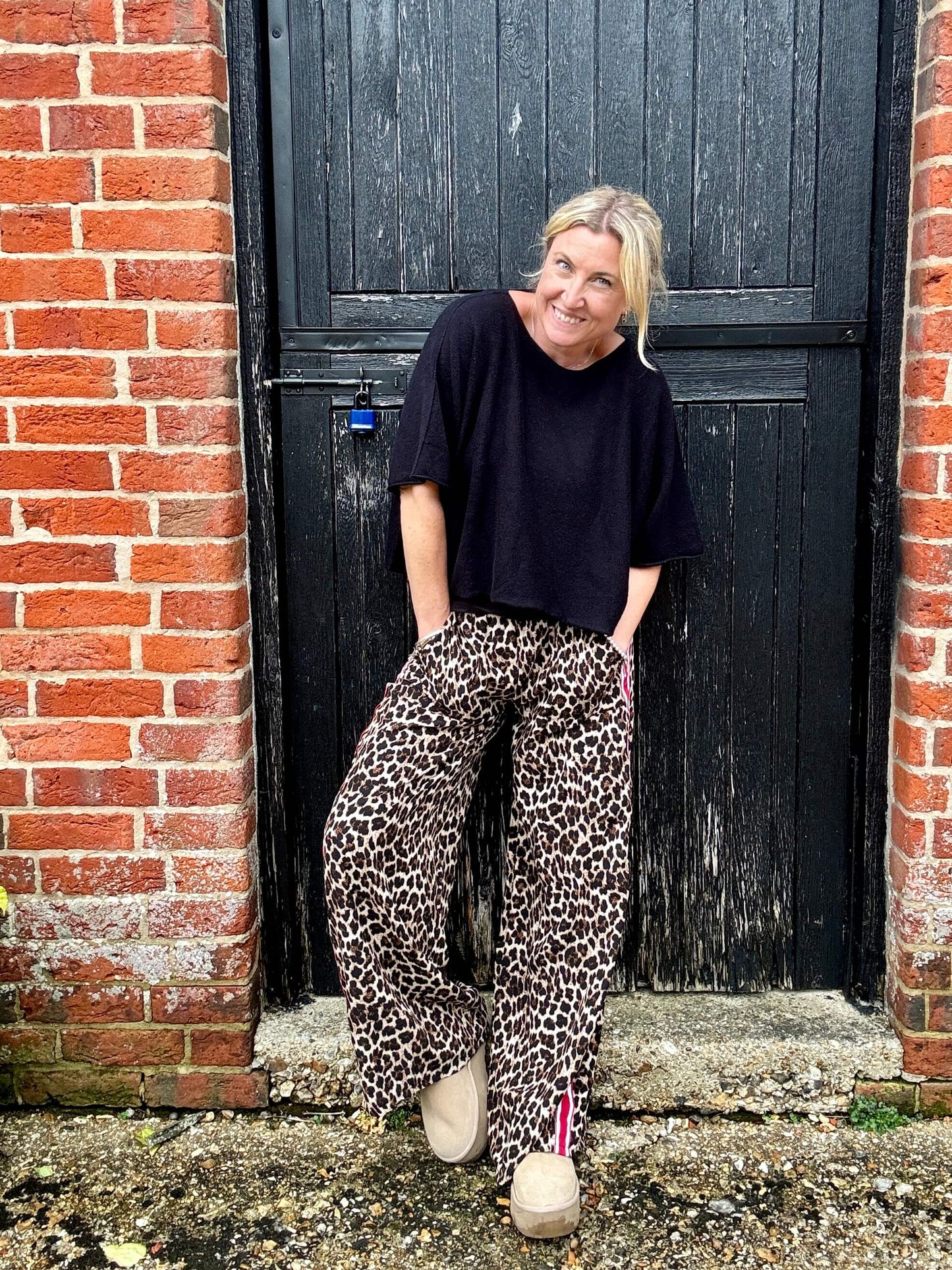 Leopard | Side Stripe Wide Leg Trousers