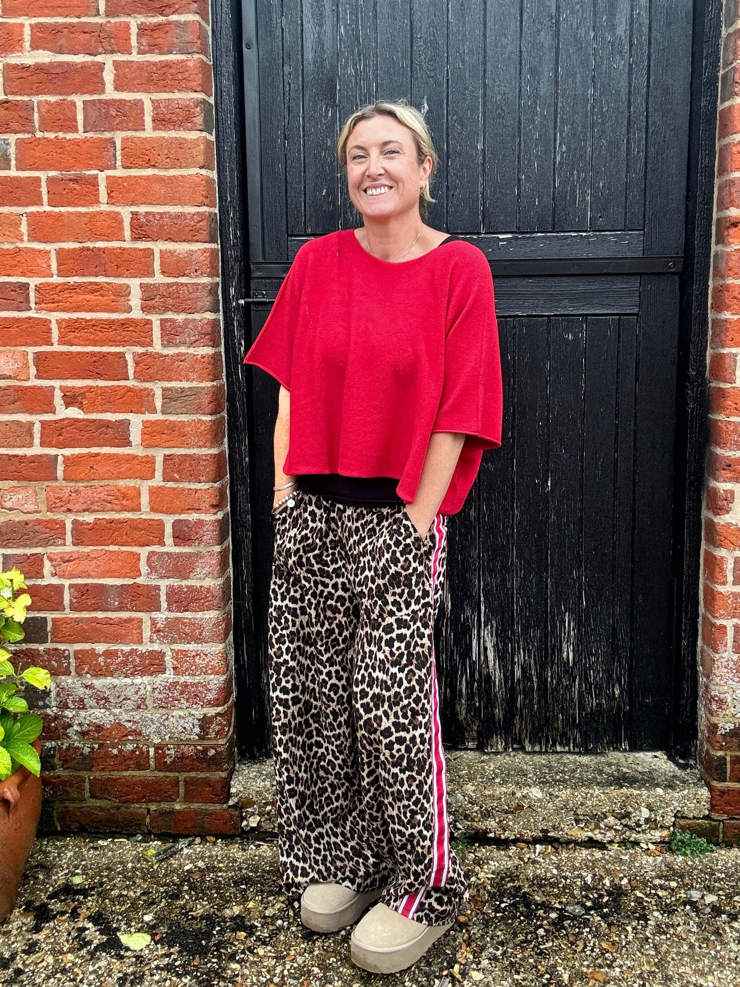 Leopard | Side Stripe Wide Leg Trousers