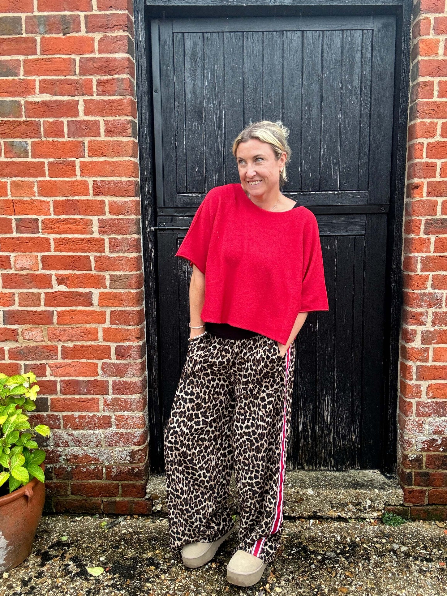 Leopard | Side Stripe Wide Leg Trousers