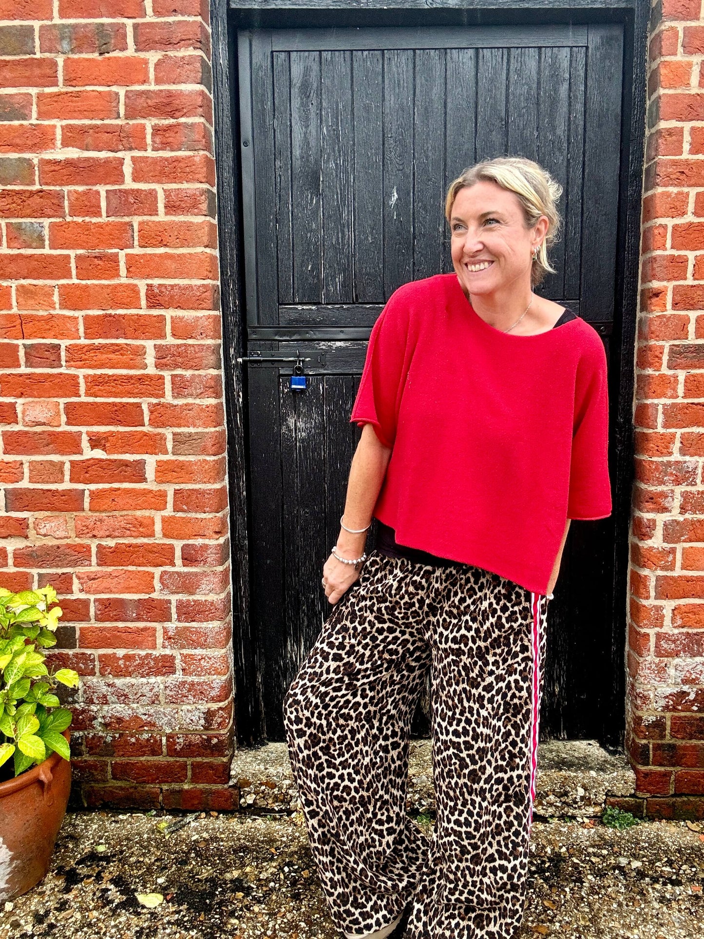 Leopard | Side Stripe Wide Leg Trousers