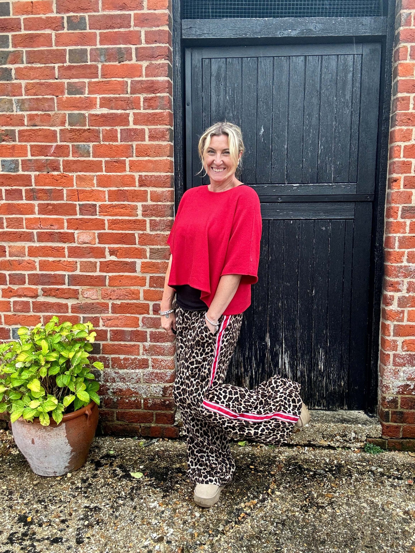 Leopard | Side Stripe Wide Leg Trousers