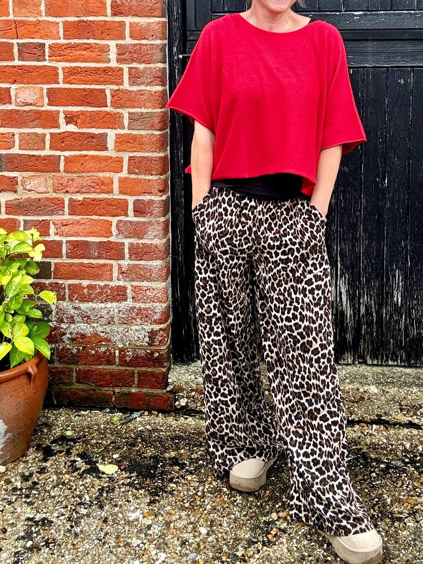 Leopard | Side Stripe Wide Leg Trousers