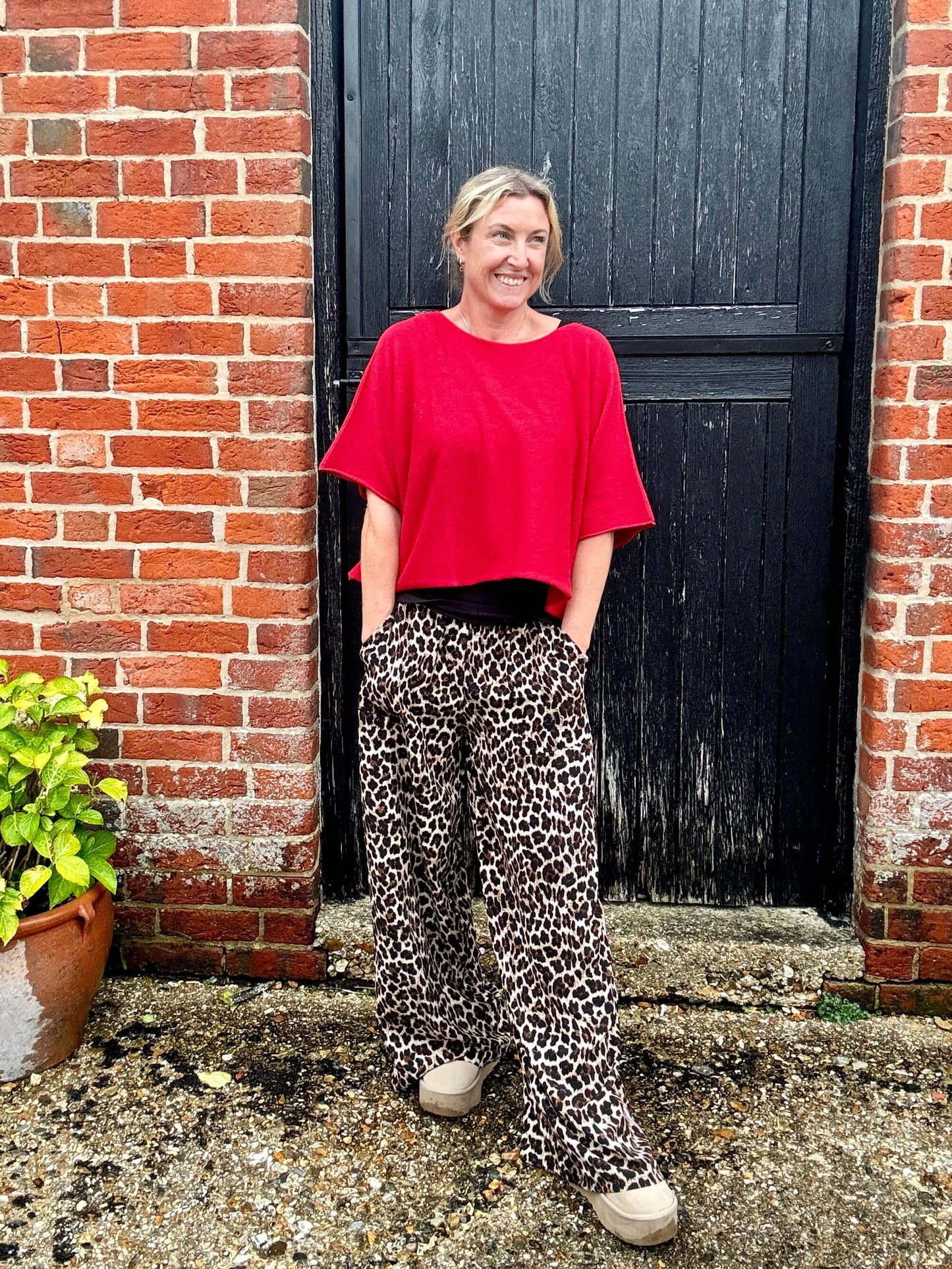 Leopard | Side Stripe Wide Leg Trousers