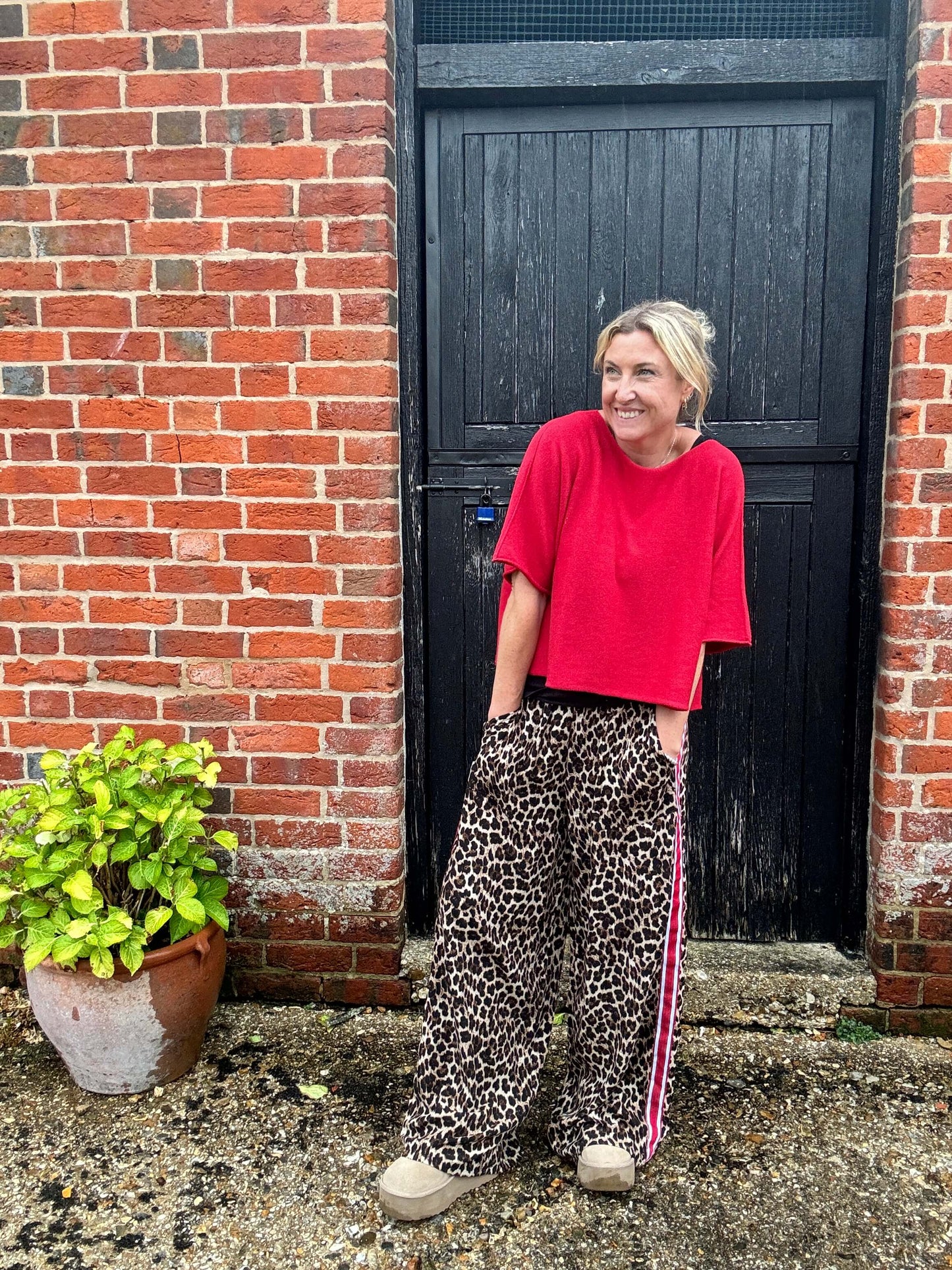 Leopard | Side Stripe Wide Leg Trousers