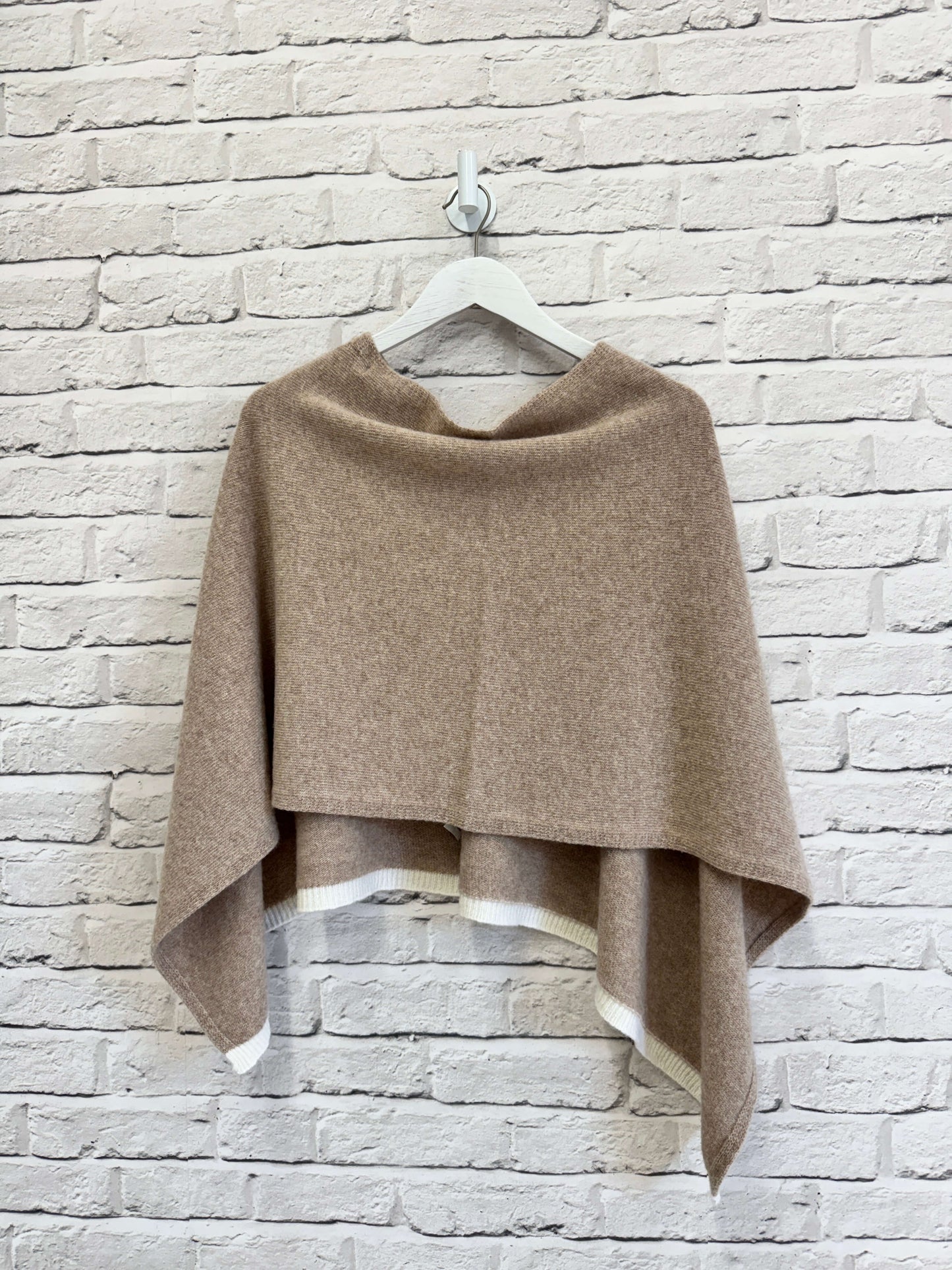 Biscuit Poncho with Oatmeal trim