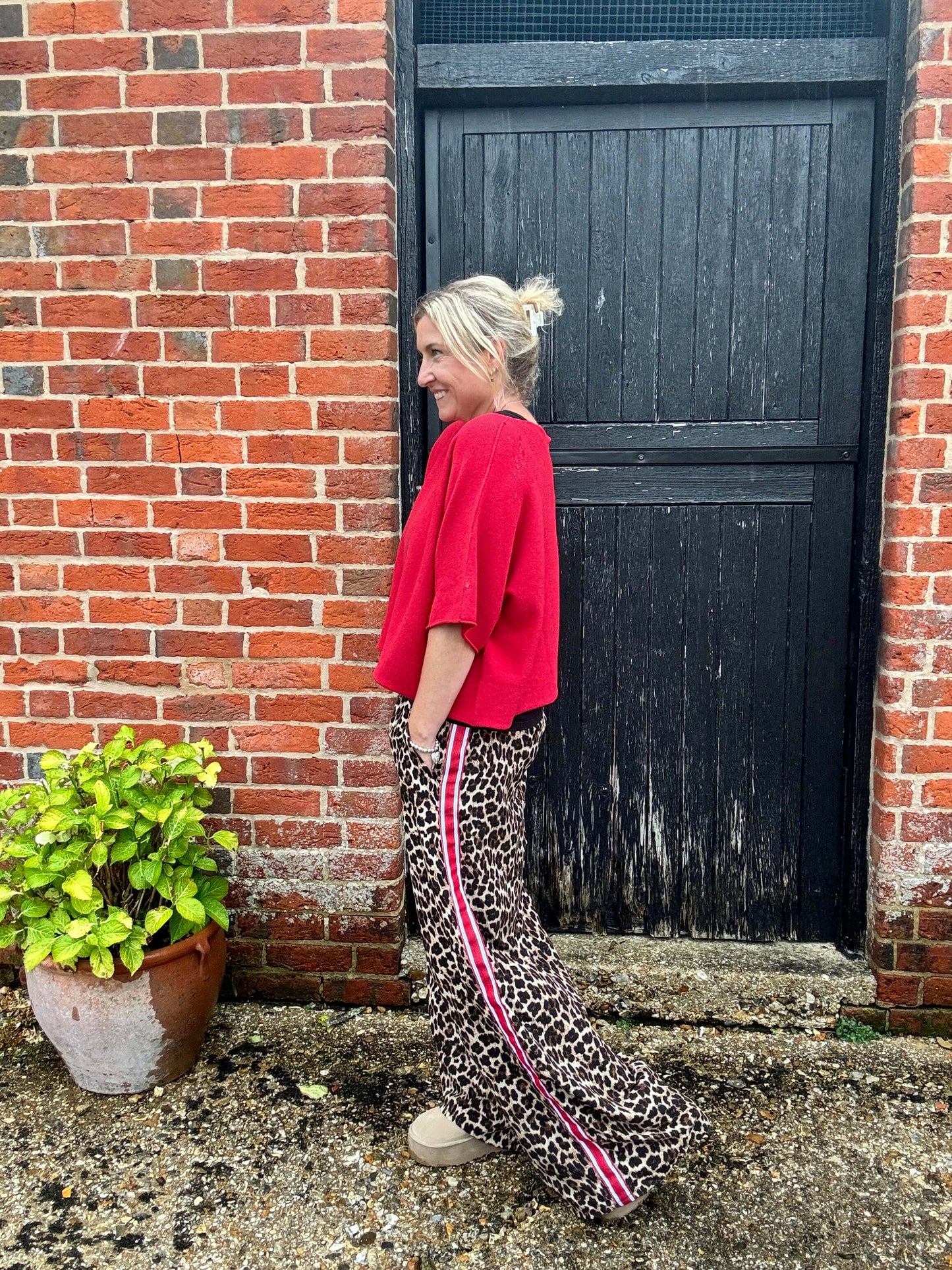 Leopard | Side Stripe Wide Leg Trousers