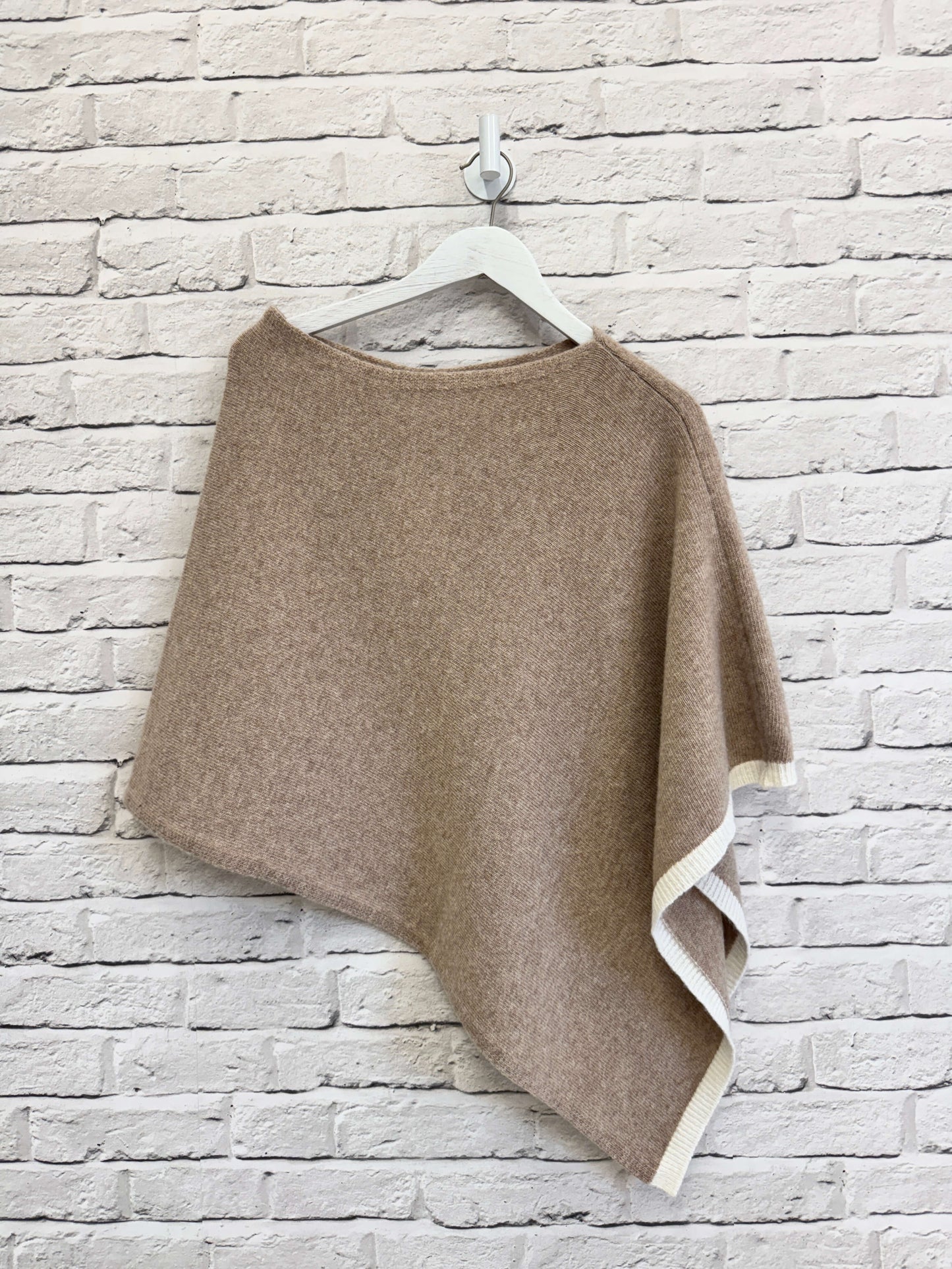 Biscuit Poncho with Oatmeal trim