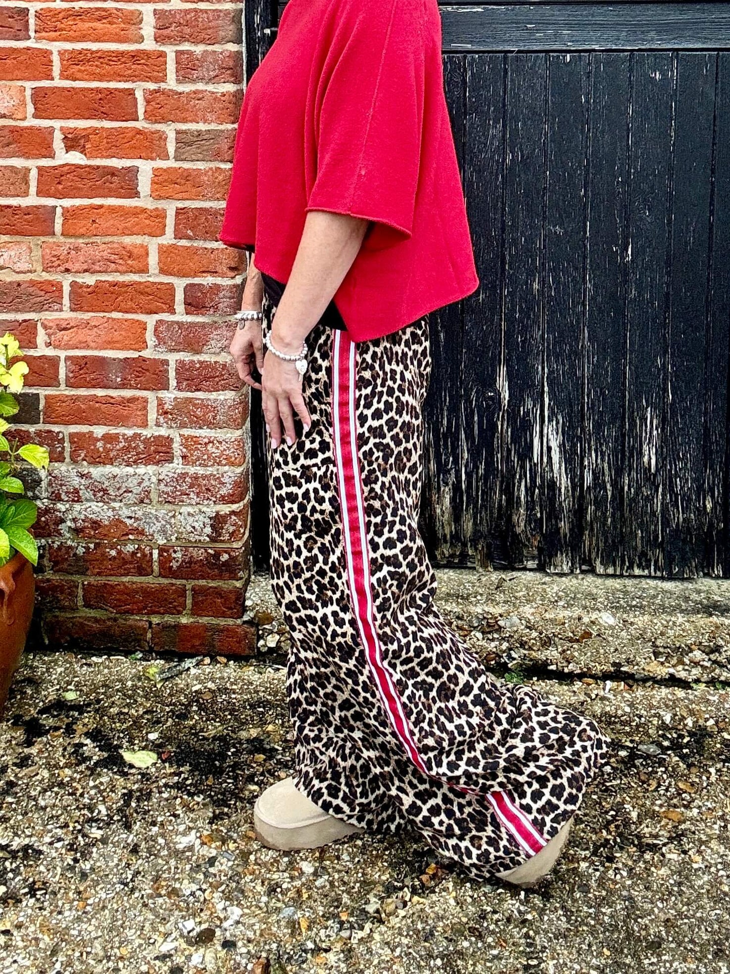 Leopard | Side Stripe Wide Leg Trousers