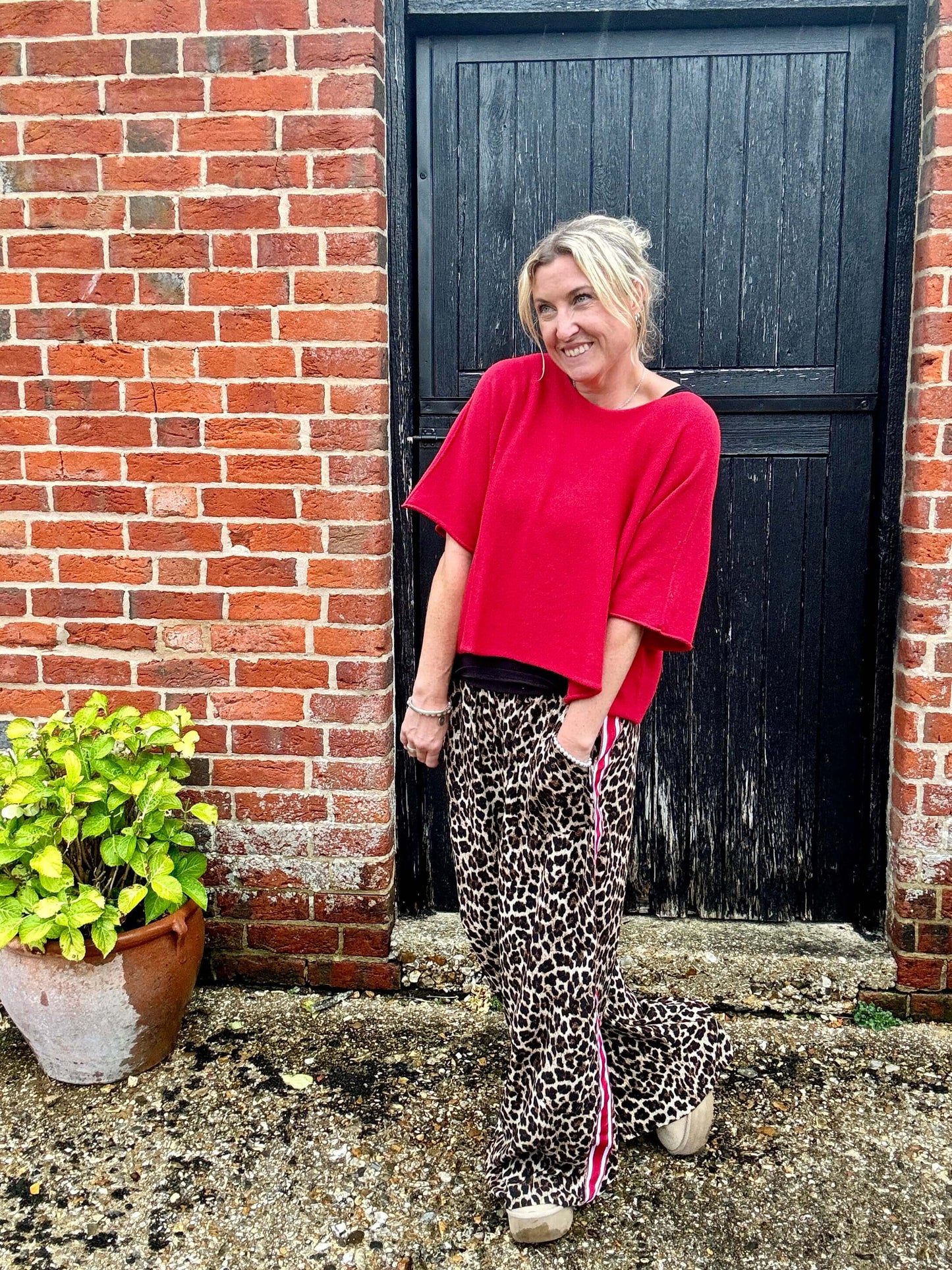 Leopard | Side Stripe Wide Leg Trousers