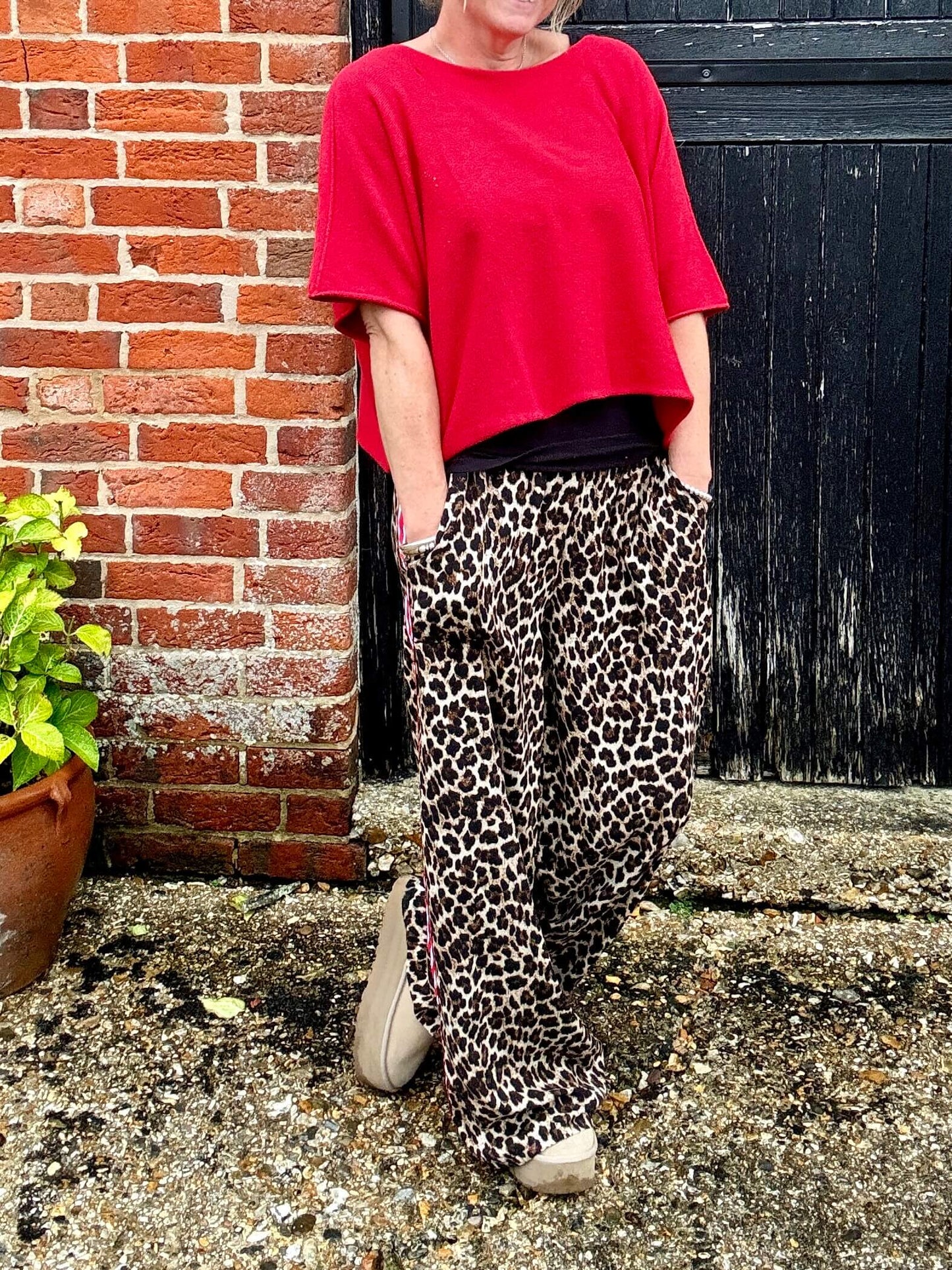 Leopard | Side Stripe Wide Leg Trousers