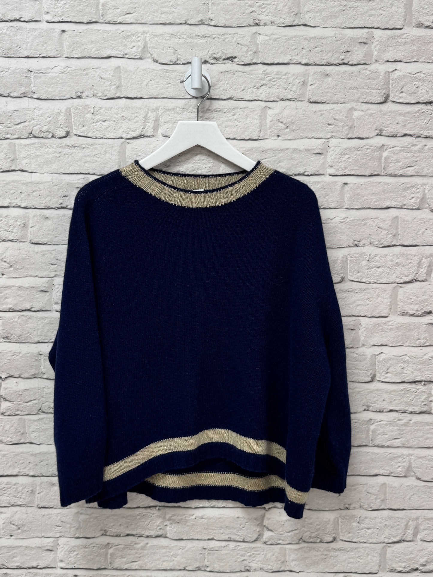 Cashmere Blend Sparkle Knit | Navy & Gold