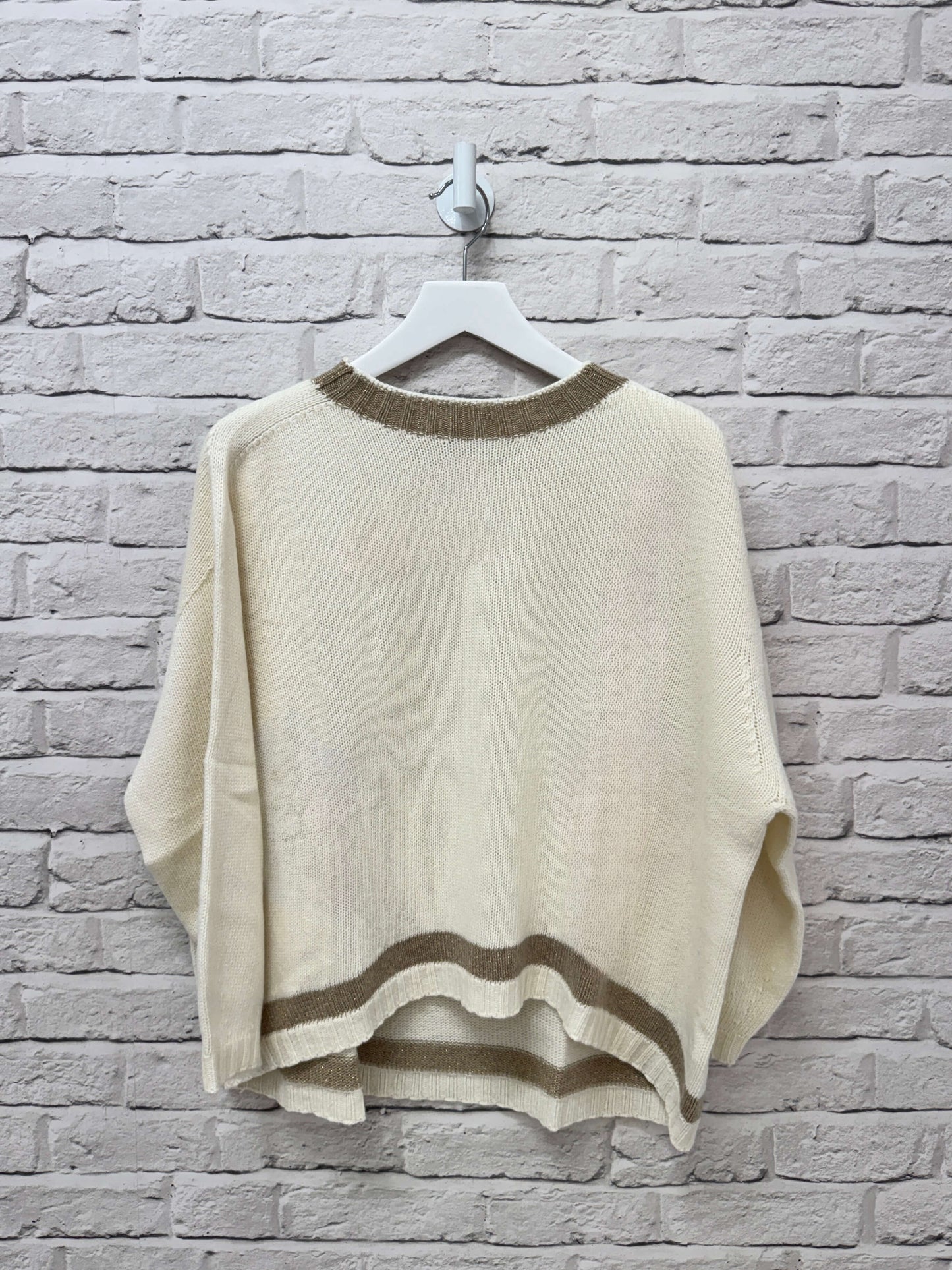 Cashmere Blend Sparkle Knit | Cream & Gold