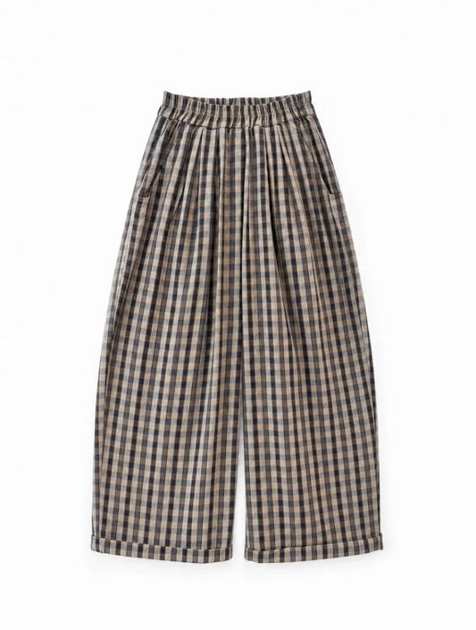 Moby Check Trousers | Grey/Blue/Orange Check