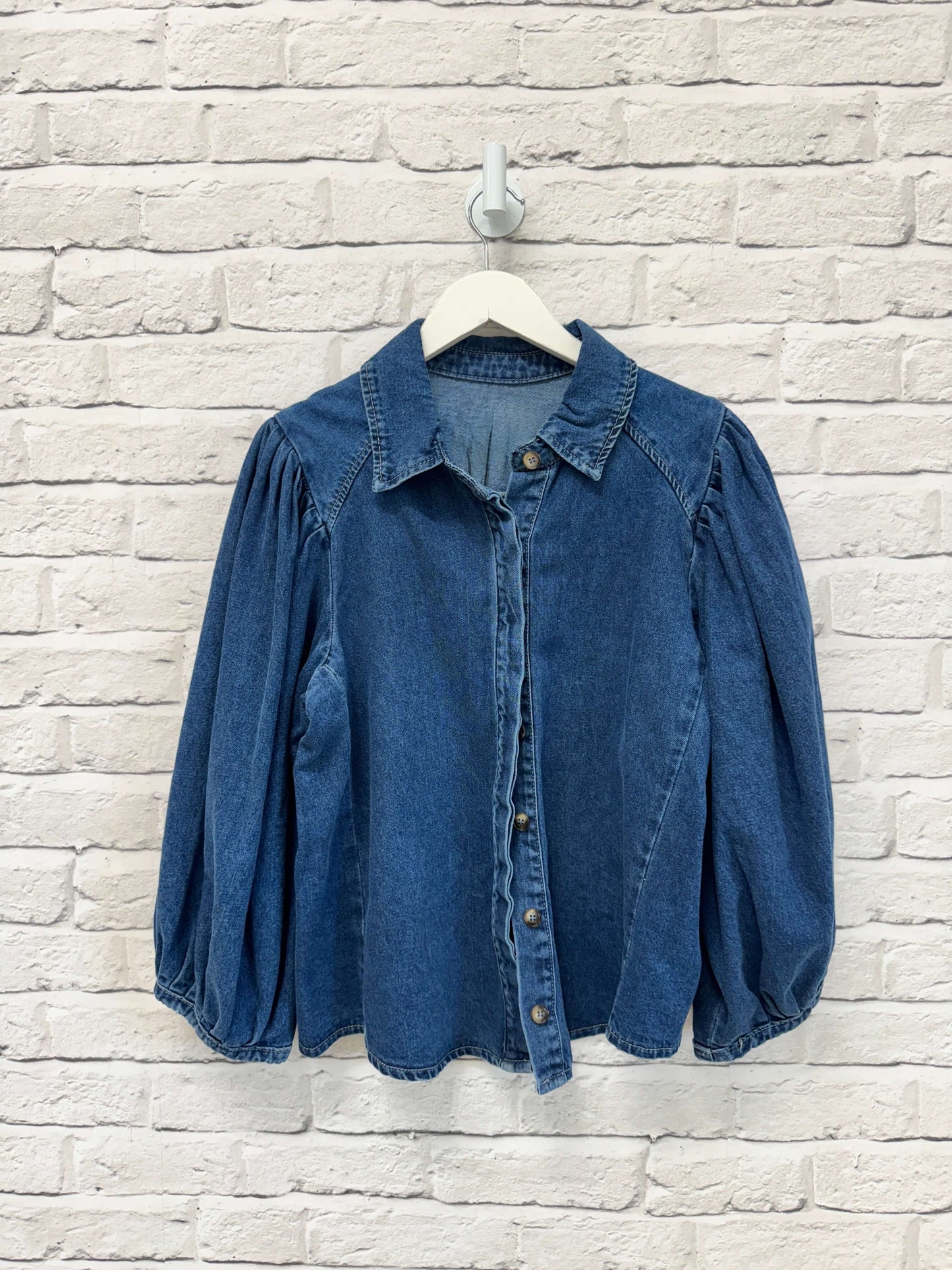 Marnie Puff Shoulder Denim Shacket | Denim Blue