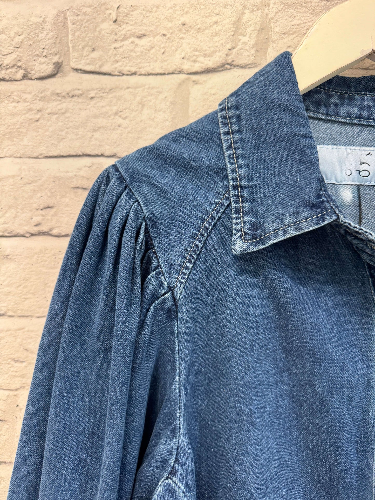 Marnie Puff Shoulder Denim Shacket | Denim Blue