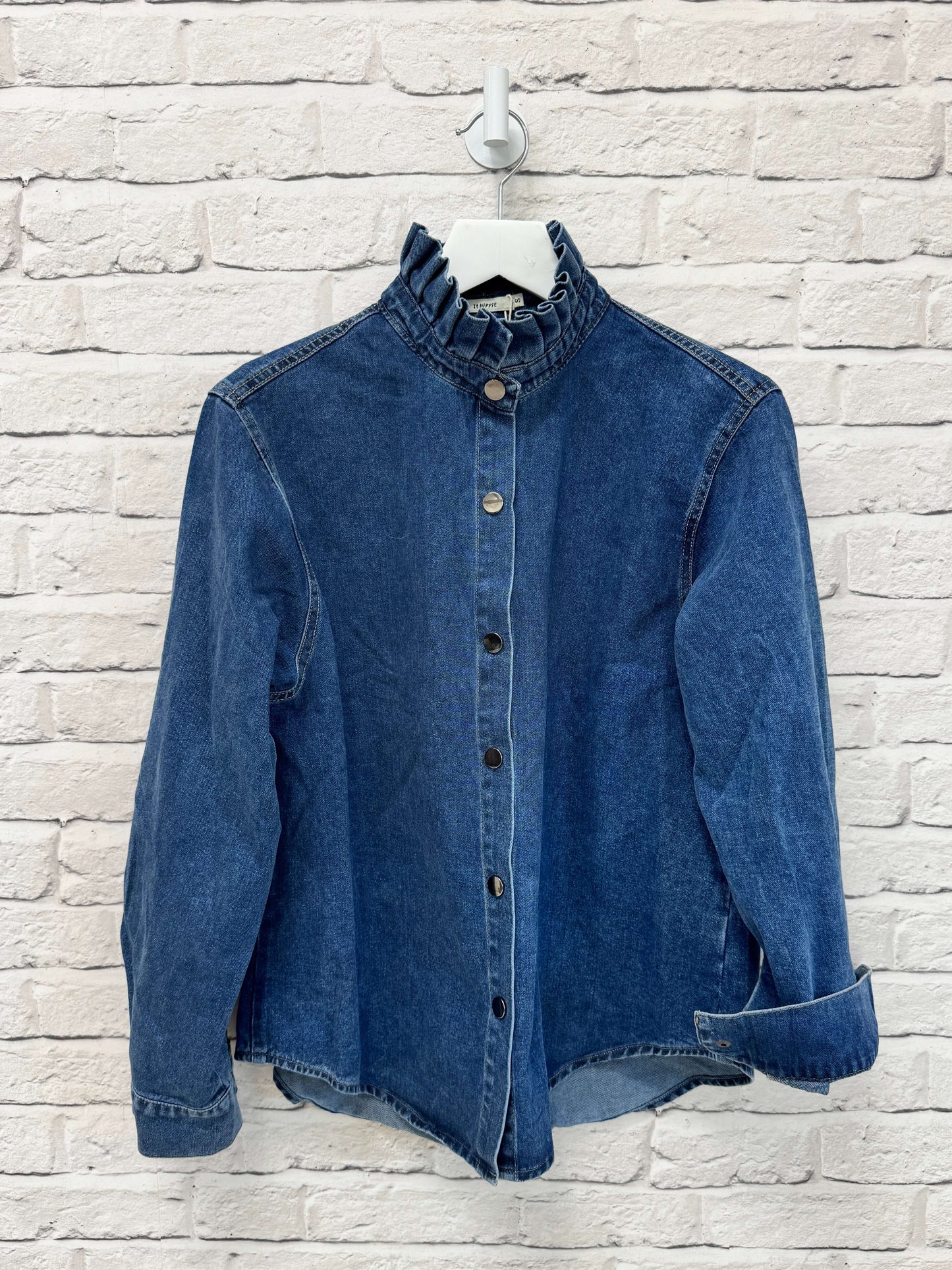 Lara Denim Ruffle-Collar Shacket