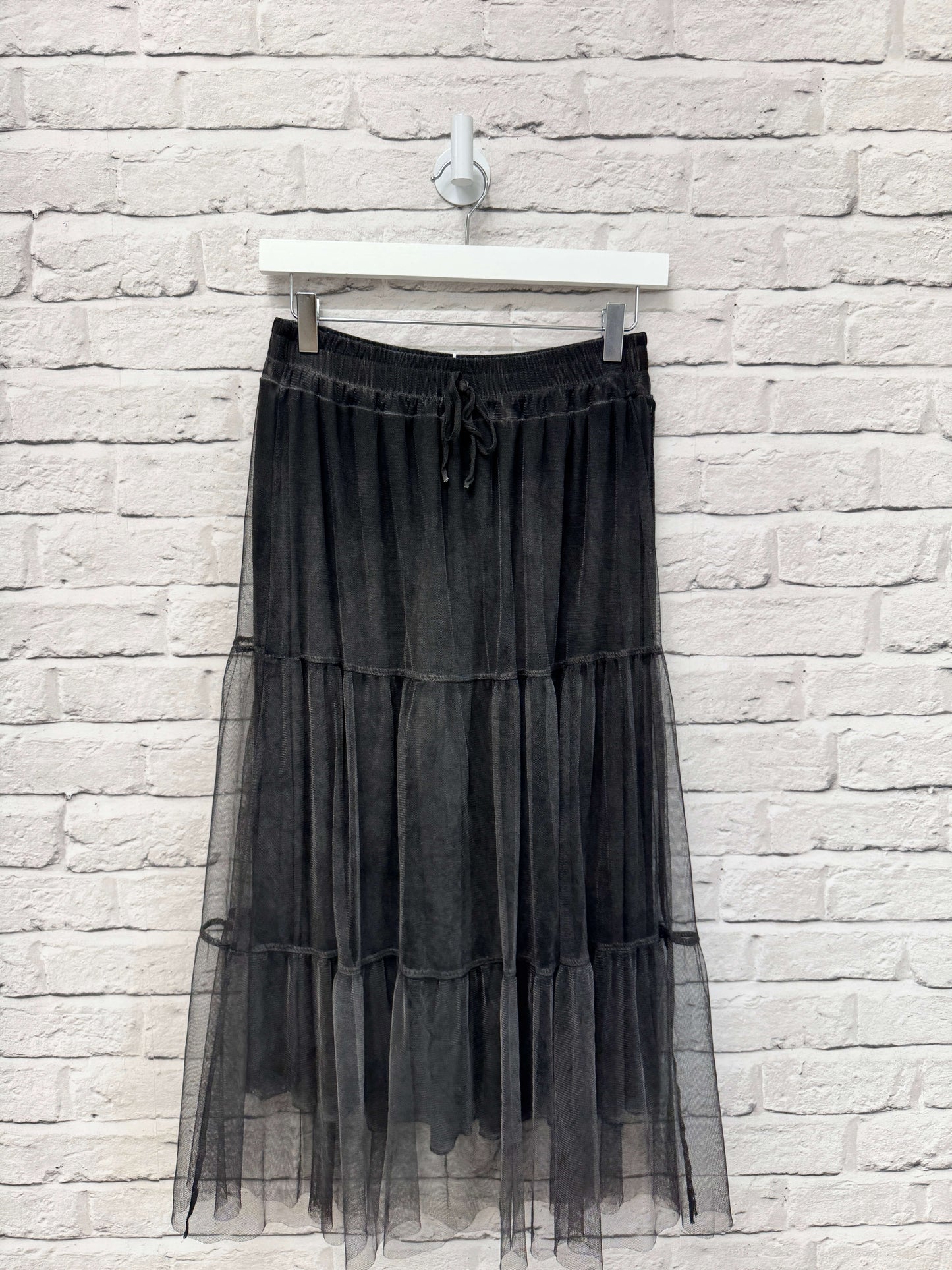 Midi Tulle Skirt | Faded Black