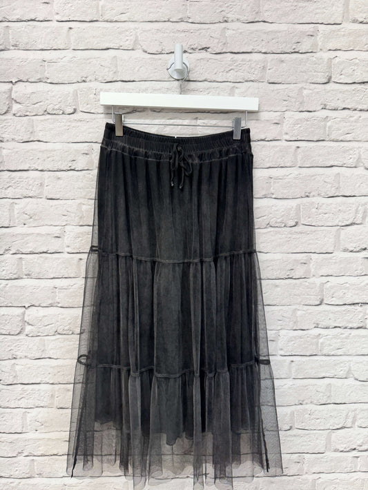 Midi Tulle Skirt | Faded Black