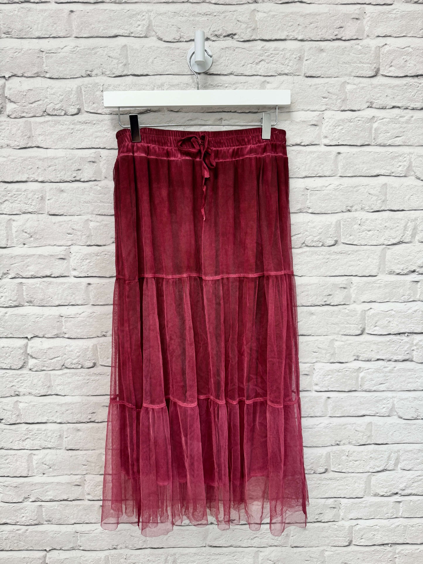 Midi Tulle Skirt | Faded Merlot