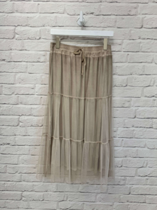 Midi Tulle Skirt | Faded Beige