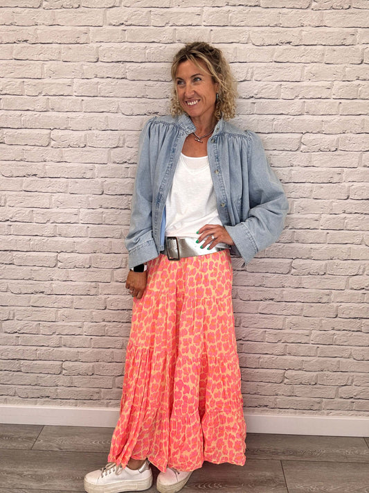 Santa Fe Maxi Skirt | Neon Coral