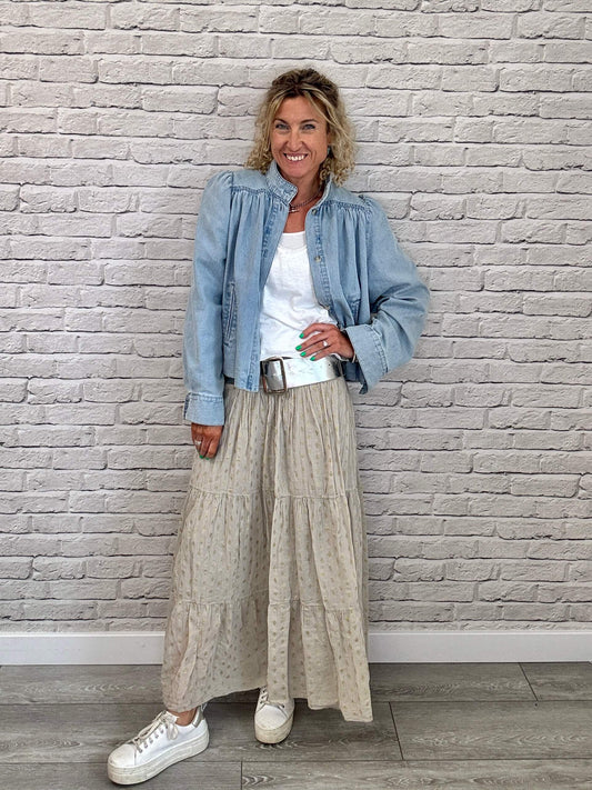 Seville Maxi Skirt | Beige/Gold