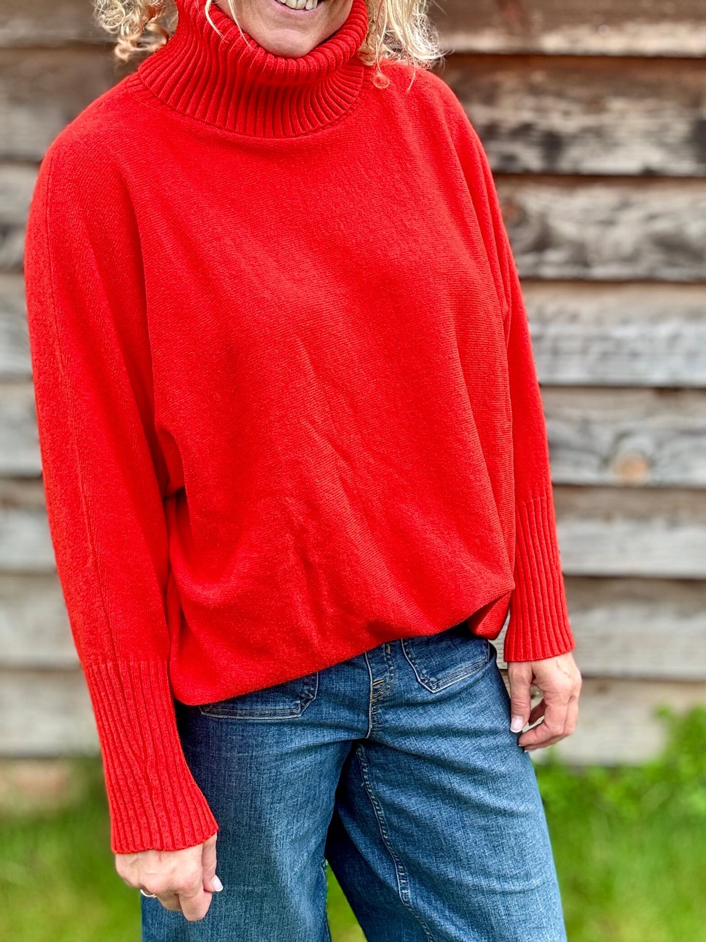 Arabella Roll Neck | Tomato Red