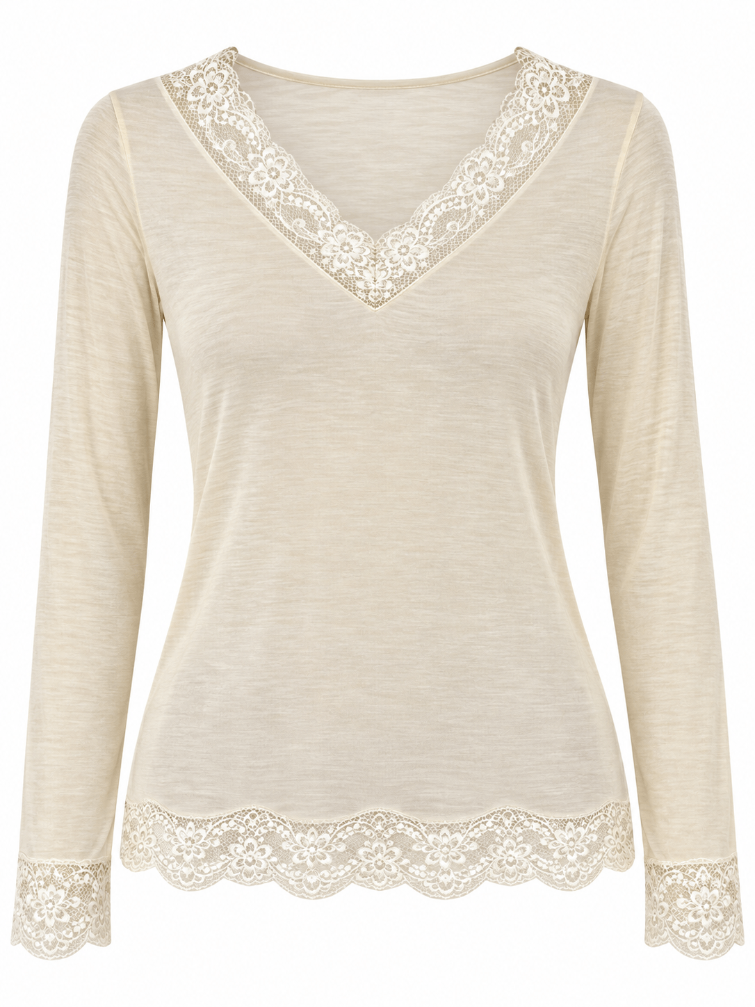 The Lace Cashmere Blend Body Hug | Cream