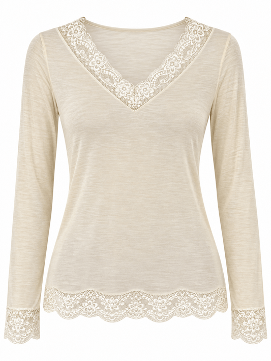 The Lace Cashmere Blend Body Hug | Cream