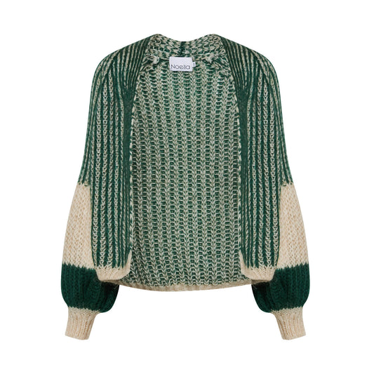 Liana Knit Cardigan | Beige & Bottle Green